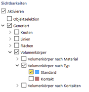 Visualisierung von Volumenkörpern nach ihren Typen zur Optimierung der Modellierungseffizienz.
