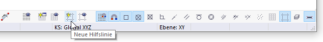 Schaltfläche 'Neue Hilfslinie' in CAD-Symbolleiste