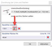 Ausführliche Darstellung der Zuordnung von Linie und Flächen in einer Linienschweißverbindung.