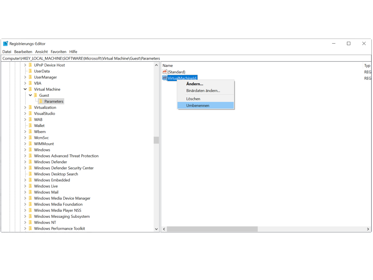 FAQ 005394 | PC wird als virtuelle Maschine erkannt. Was kann ich tun?