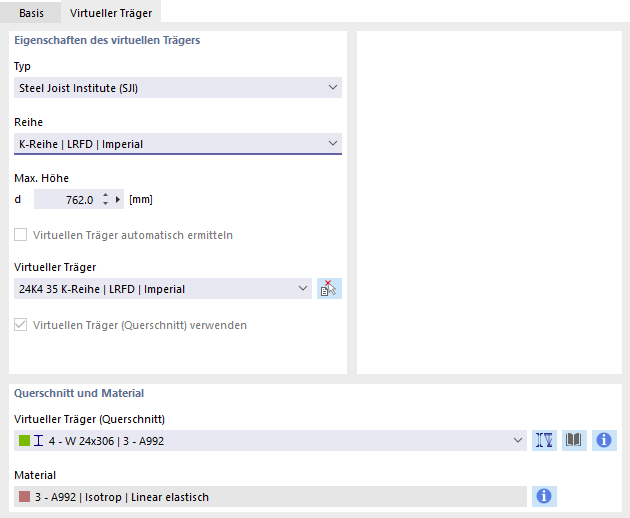 Eigenschaften des virtuellen Trägers festlegen