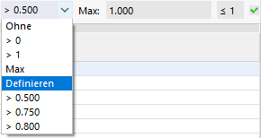 Definierung eines spezifischen Ergebnisfilters zur Datenanalyse in einem visuellen Interface.