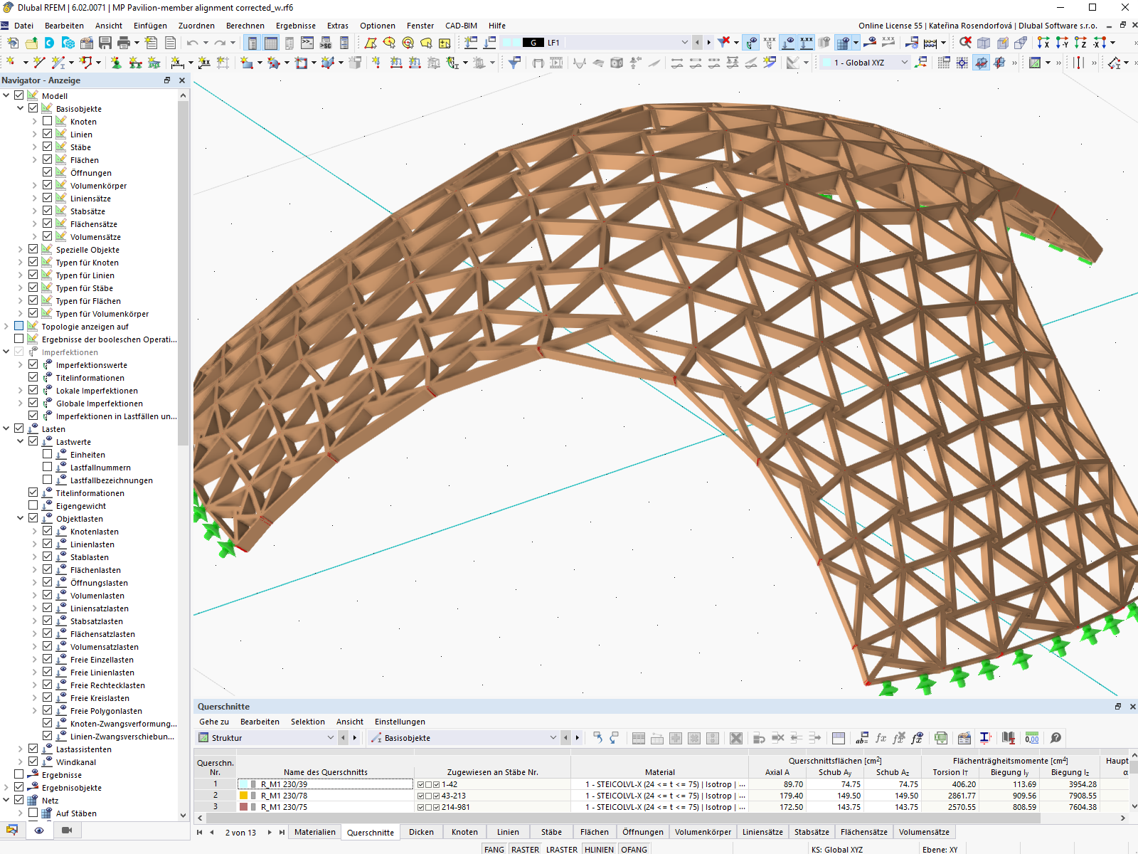 RFEM-Modell der Holzgitterschale | © Digital Timber Construction DTC, TH Augsburg
