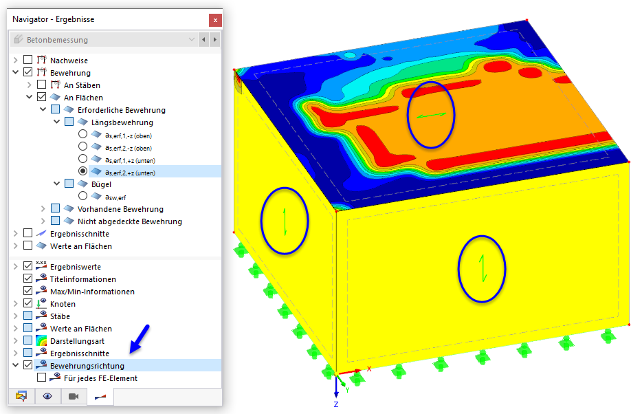 Bewehrungsrichtung anzeigen