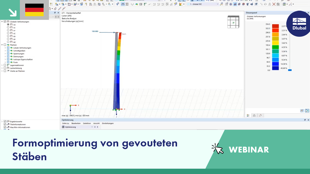 Gevoutete Stäbe Formoptimierung während eines Webinars veranschaulicht den Prozess und die Vorteile.