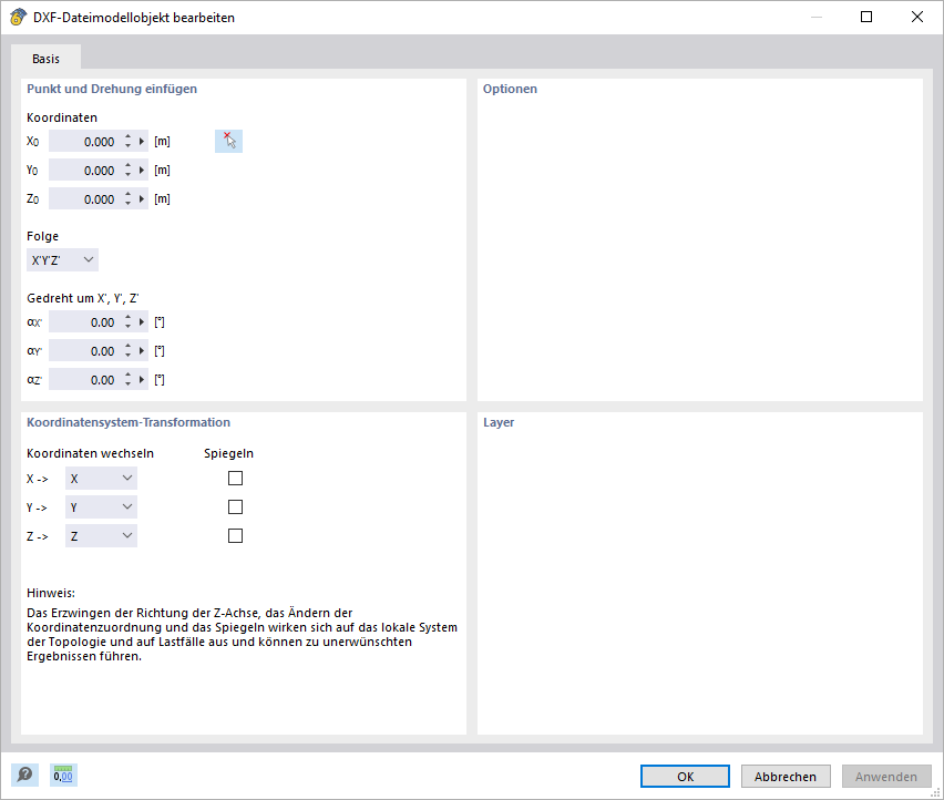 Einstellungen für DXF / AutoCAD Export