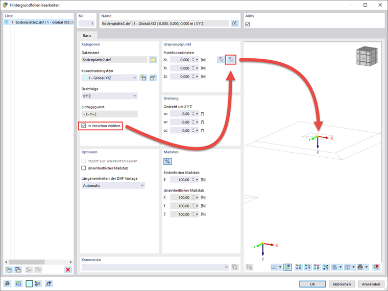 FAQ 005220 | Wie kann ich in RFEM 6 oder RSTAB 9 eine DXF-Datei als Hintergrundfolie einfügen?
