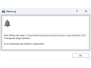 FAQ 005402 | Ich erhalte beim Öffnen einer Modelldatei die Warnmeldung, dass "hängende Zeiger behoben" wurden. Was bedeutet dies?