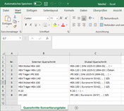 Konvertierungstabelle Excel Export