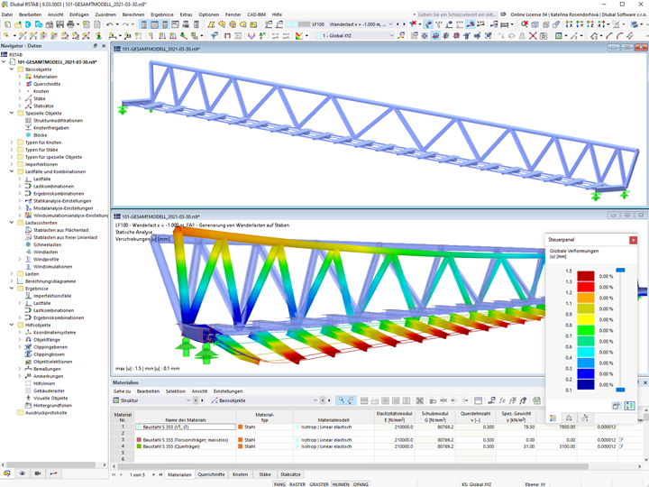 RSTAB-Modell der Prozessionswegbrücke über den Dortmund-Ems-Kanal in Münster