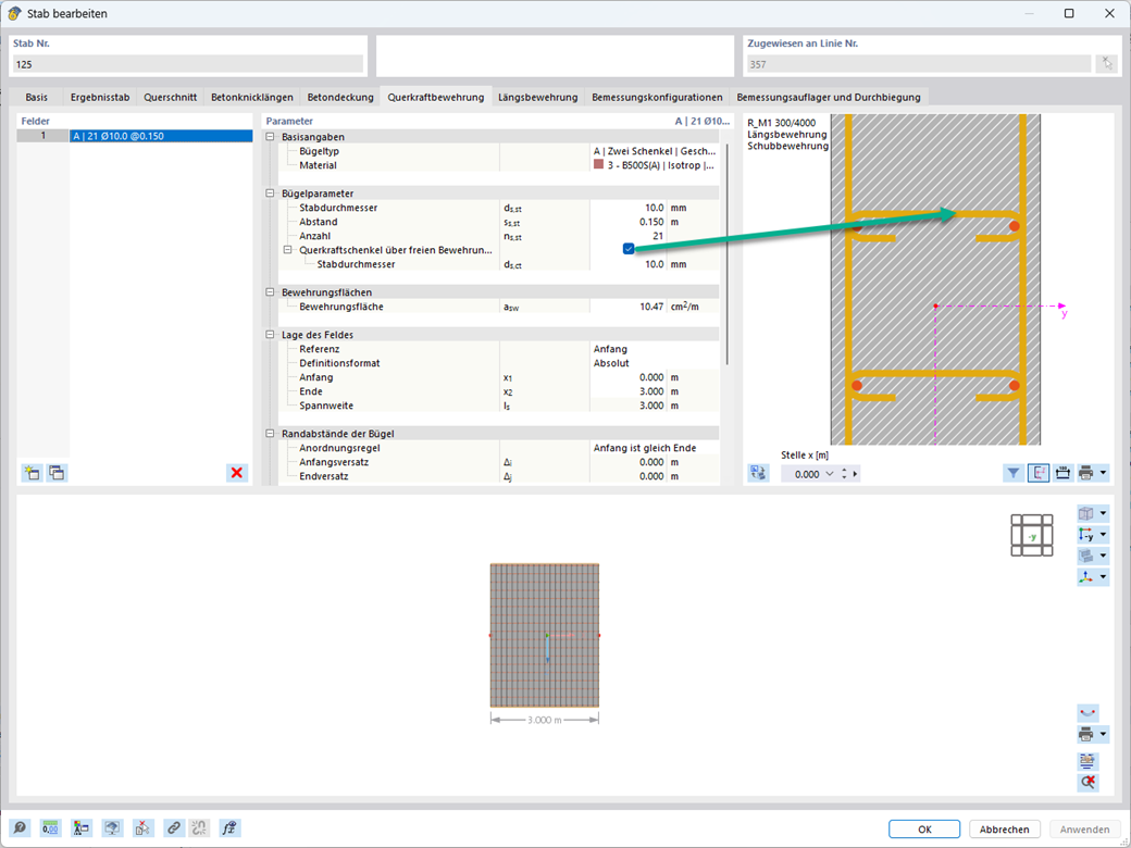 Feature 002652 | Bewehrungsoption "Querkraftschenkel" für die Bemessung nach EN 1992-1-1
