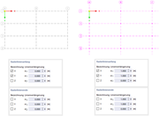 Raster ohne Linienverlängerung (links) und mit Linienverlängerung (rechts)