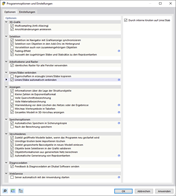 Dialog 'Programmoptionen und Einstellungen', Register 'Optionen'