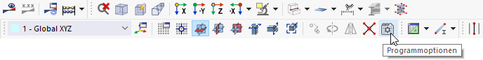 Schaltfläche 'Programmoptionen' in Symbolleiste