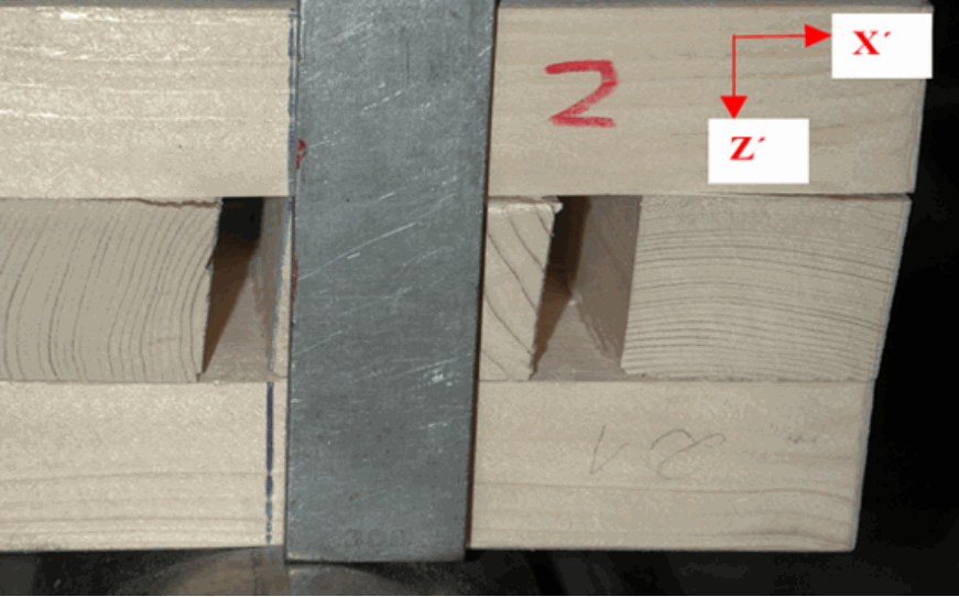 Illustration einer Schubverformung in Brettsperrholz, bereitgestellt vom Informationsdienst Holz.