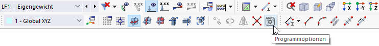 Schaltfläche 'Programmoptionen' in Symbolleiste