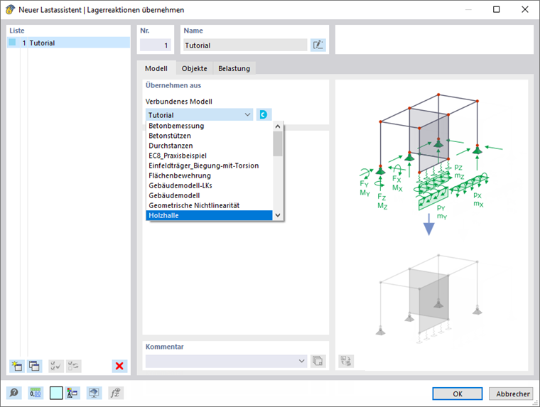 Dialog 'Neuer Lastassistent | Lagerreaktionen übernehmen'