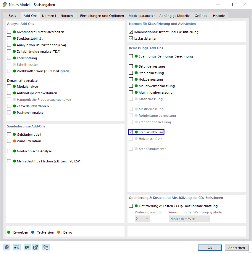 Add-On "Stahlanschlüsse" aktivieren