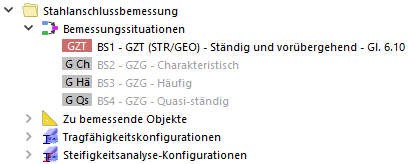 Bemessungssituationen für Stahlanschlussbemessung