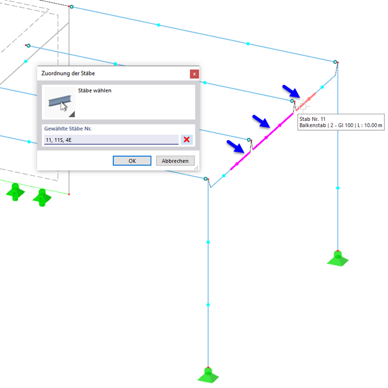 Auswahl der Stabteile für definierte Exzentrizität