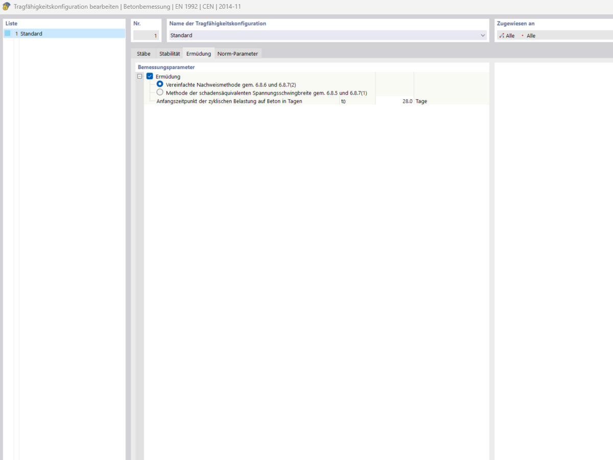 Nachweisstufe 1 - Tragfähigkeitskonfiguration