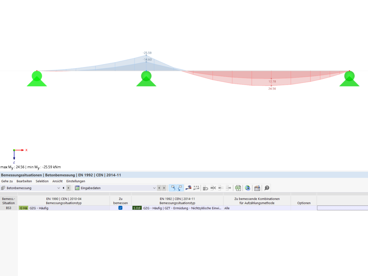 Nachweisstufe 1 - Bemessungseinstellung