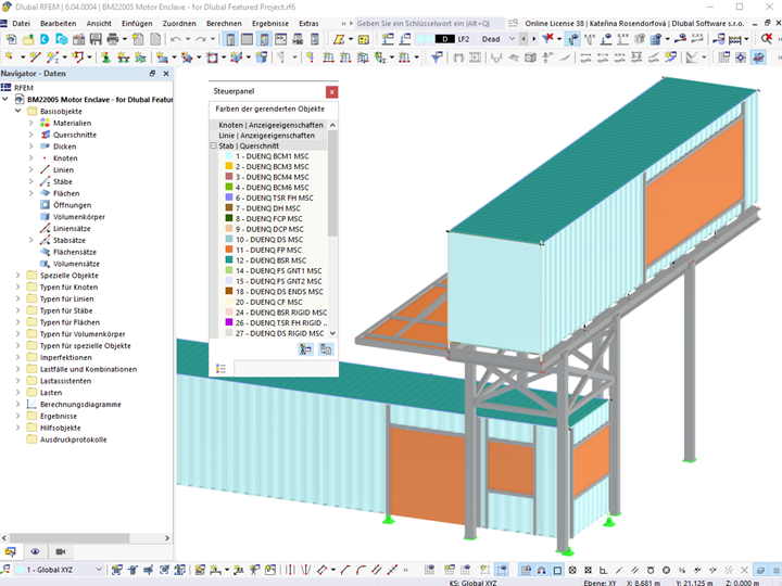 RFEM-Modell der Containerkonstruktion
