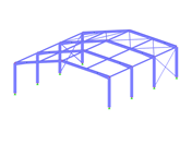 Modell 004583 | Hallenkonstruktion aus Stahl | Strukturstabilität 7 Freiheitsgrade