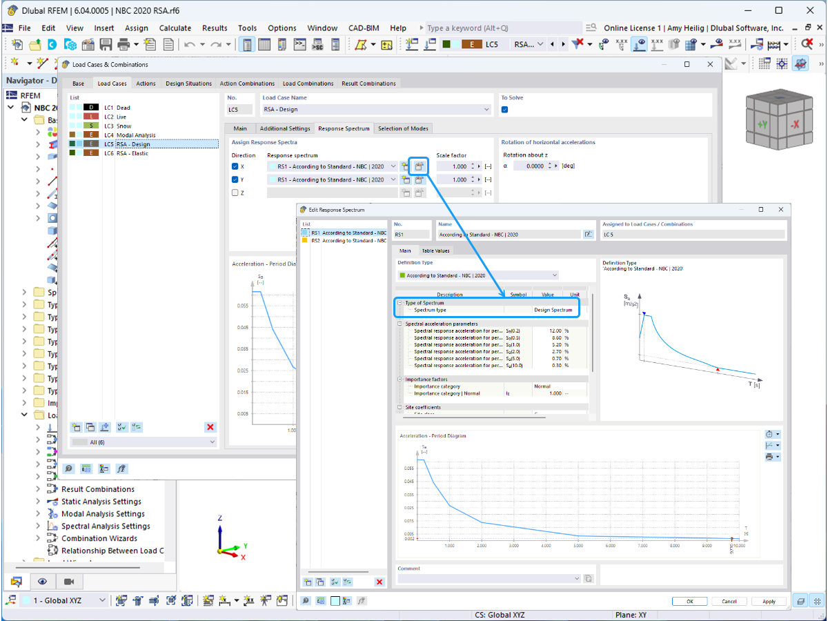 KB 001860 | NBC 2020 Modales Antwortspektrenverfahren und Berücksichtigung von Horizontalschub in RFEM 6