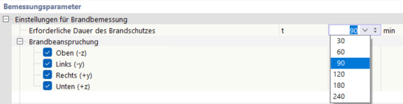 Branddauer und Beflammungsrichtung