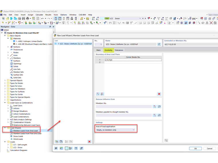 FAQ 005426 | Wie kann man in RFEM 6 Flächenlasten auf eine offene Struktur aufbringen?
