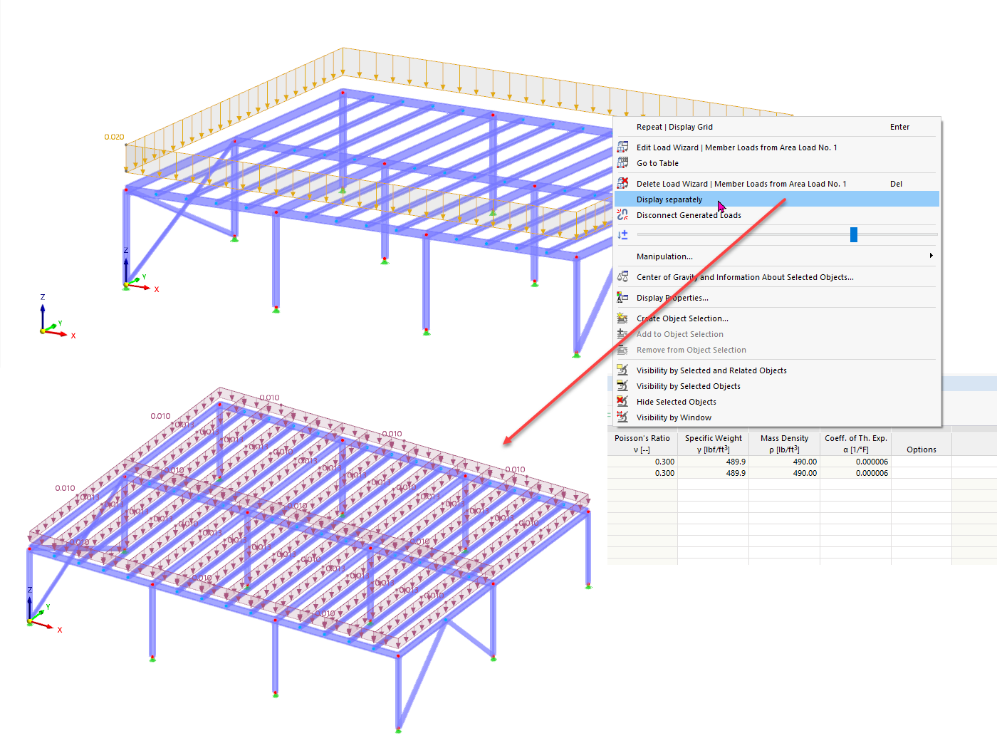 FAQ 005426 | Wie kann man in RFEM 6 Flächenlasten auf eine offene Struktur aufbringen?