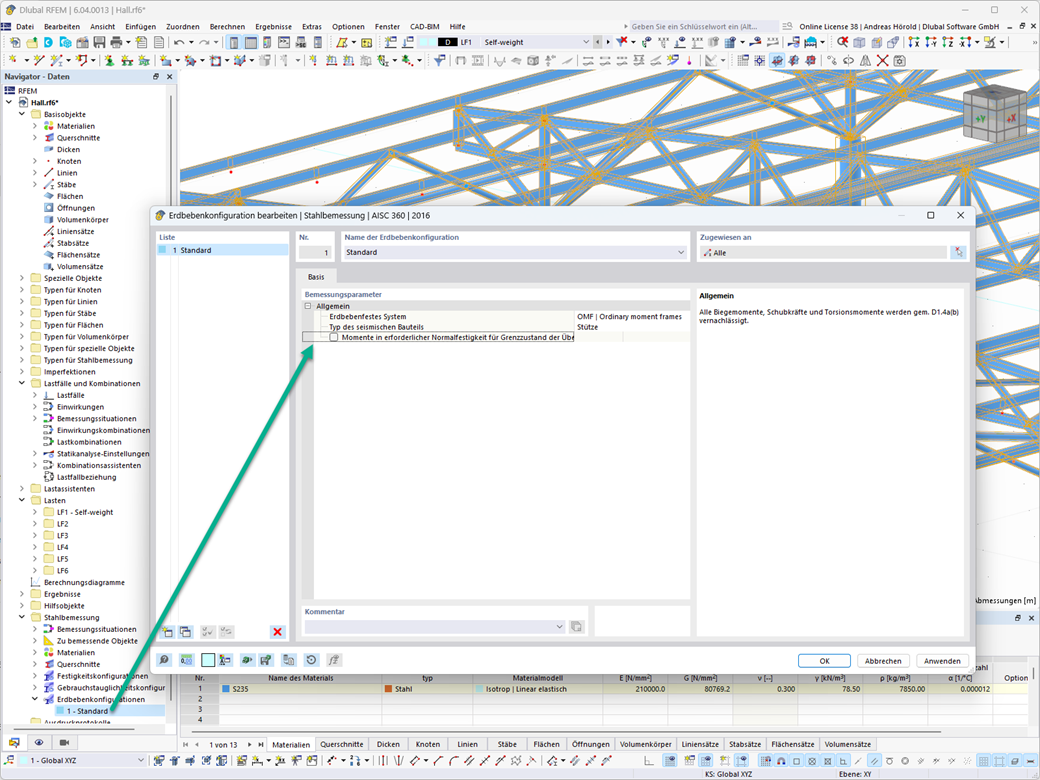 Feature 002733 | Erdbebenbemessung gemäß AISC 341-16 für Stahlstäbe