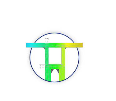 Das Modell zeigt einen Aluminiumprofil-Querschnitt, der mit CAD-Werkzeugen parametrisch modelliert wurde.