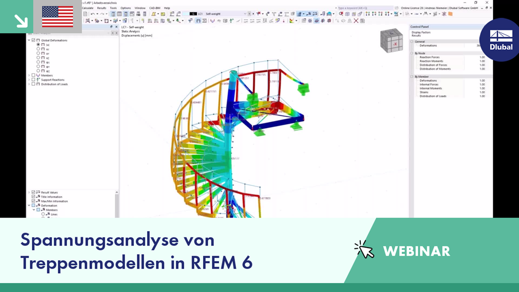 Webinar zur Spannungsanalyse für Treppenmodelle mit der Software RFEM 6.