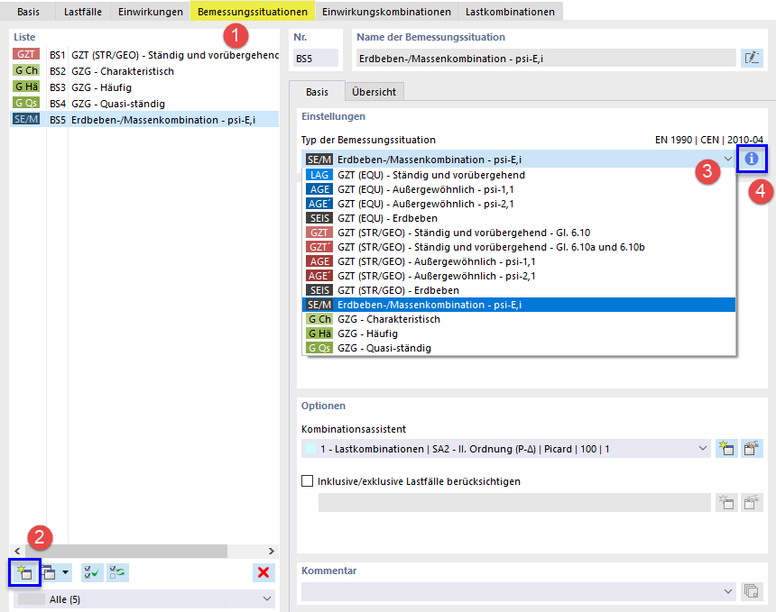 Erstellen einer Erdbebenbemessungssituation