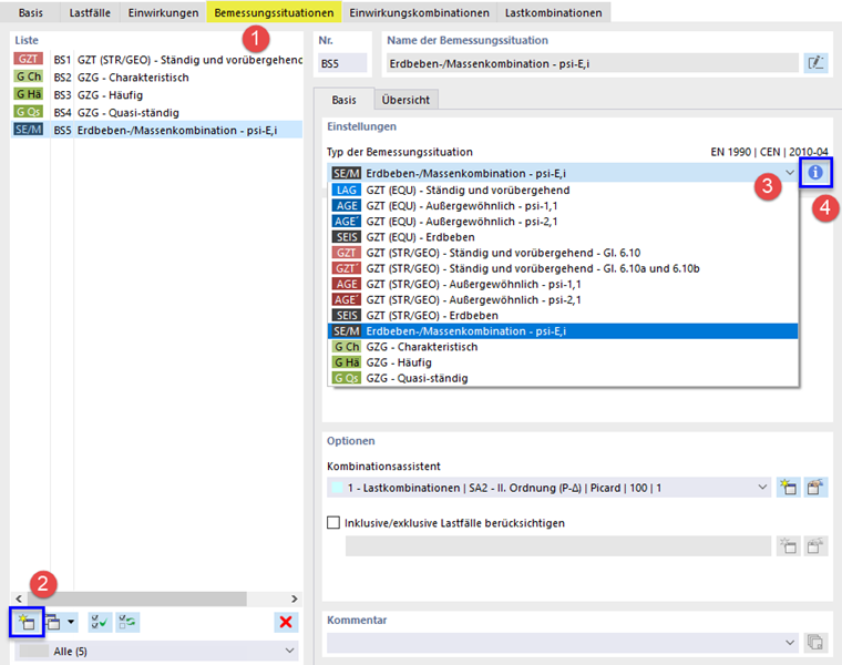 Erstellen einer Erdbebenbemessungssituation