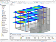 RFEM-Modell des Bürogebäudes mit Verformungen | © Furche Geiger Zimmermann Tragwerksplaner GmbH
