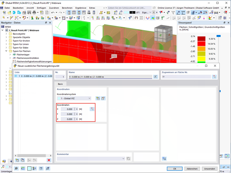 FAQ 005432 | Wie kann ich in RFEM 6 benutzerdefinierte Punkte für Ergebniswerte an Flächen setzen?