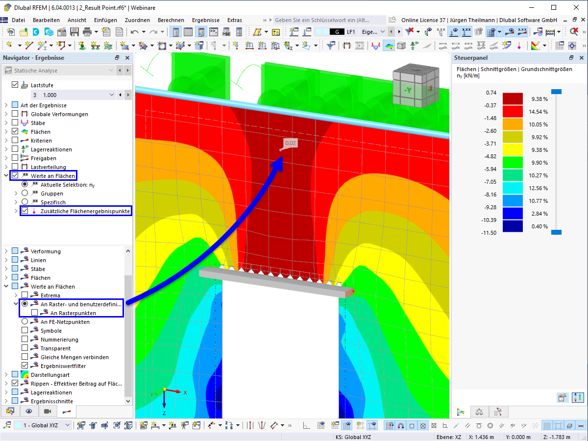 FAQ 005432 | Wie kann ich in RFEM 6 benutzerdefinierte Punkte für Ergebniswerte an Flächen setzen?