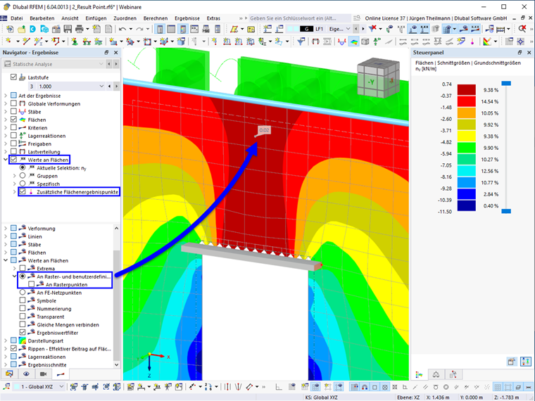 FAQ 005432 | Wie kann ich in RFEM 6 benutzerdefinierte Punkte für Ergebniswerte an Flächen setzen?
