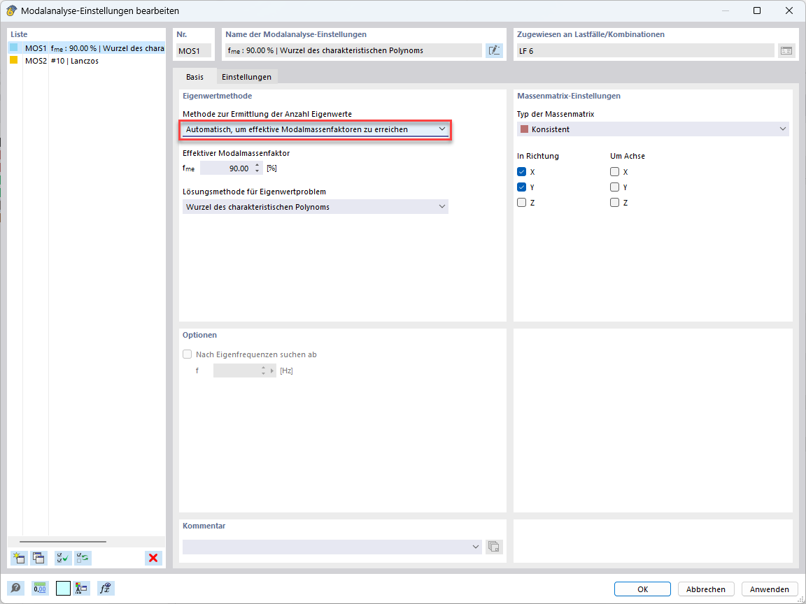 Feature 002737 | Automatik zur Erreichung eines bestimmten effektiven Modalmassenfaktors