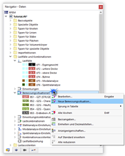 Erstellen einer neuen Bemessungssituation über das Kontextmenü