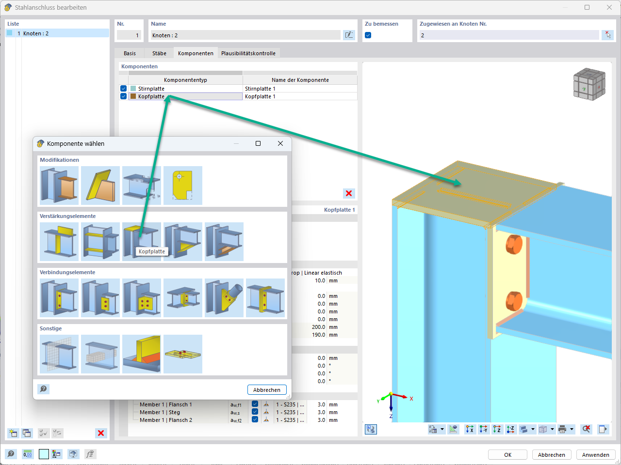 Feature 002744 | Komponente "Kopfplatte"