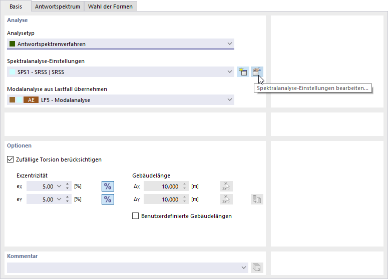Überprüfen der Spektralanalyse-Einstellungen