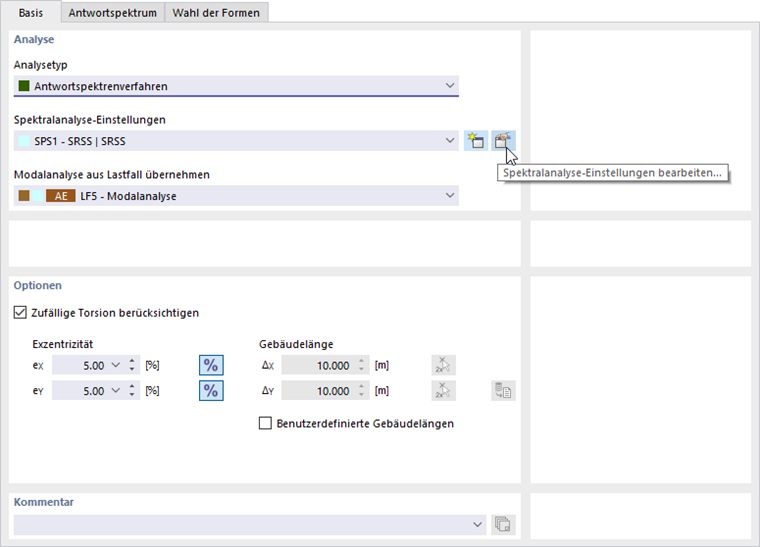 Überprüfen der Spektralanalyse-Einstellungen