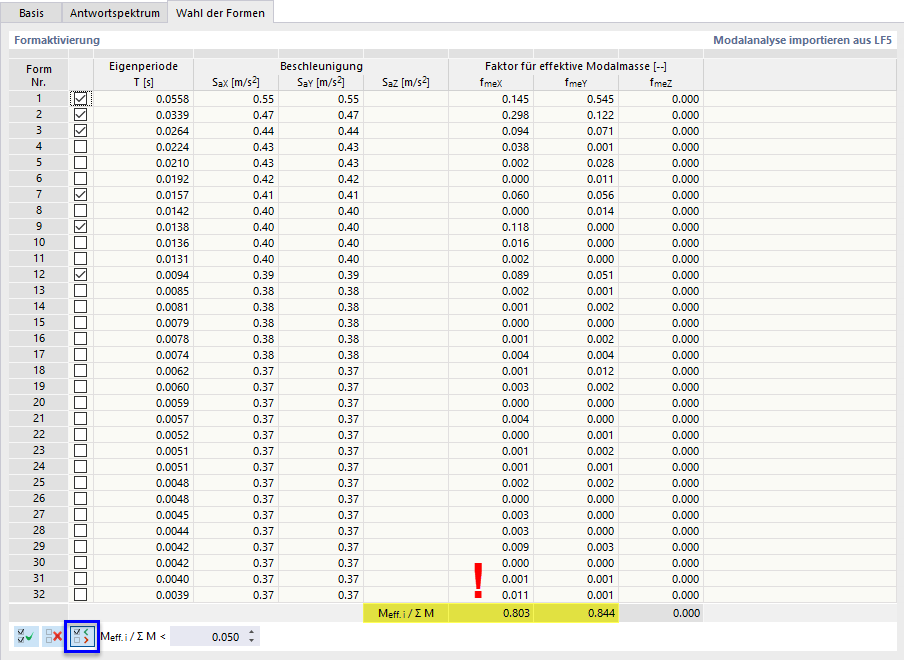 Auswahl der Formen aufheben gemäß Kriterium