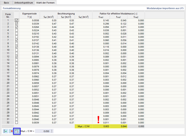Auswahl der Formen aufheben gemäß Kriterium