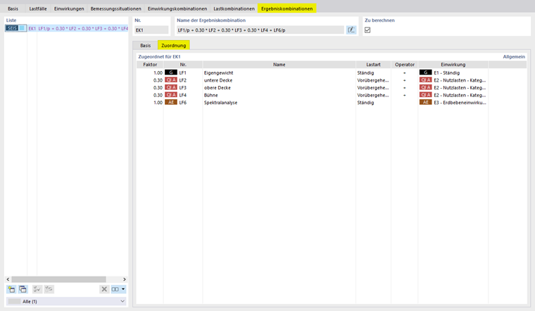 Lastfälle mit Faktoren, die der Ergebniskombination zugeordnet sind