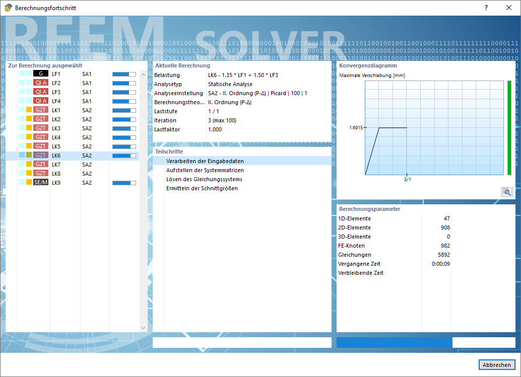 Berechnungsfortschritt